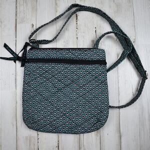 Kaddie & Libbie small black/blue quilted fan print crossbody bag purse travel